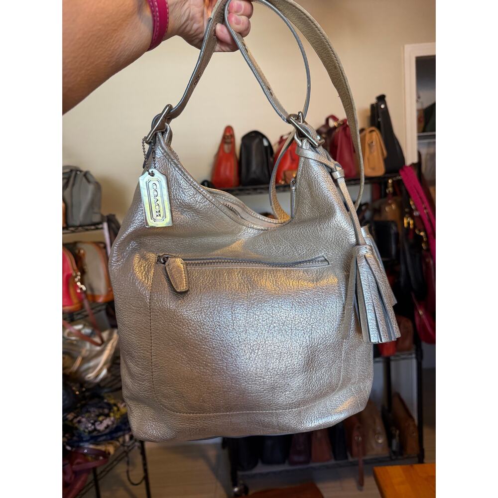 Coach Metallic Silver Bucket Legacy convertible duffle bag  #19894